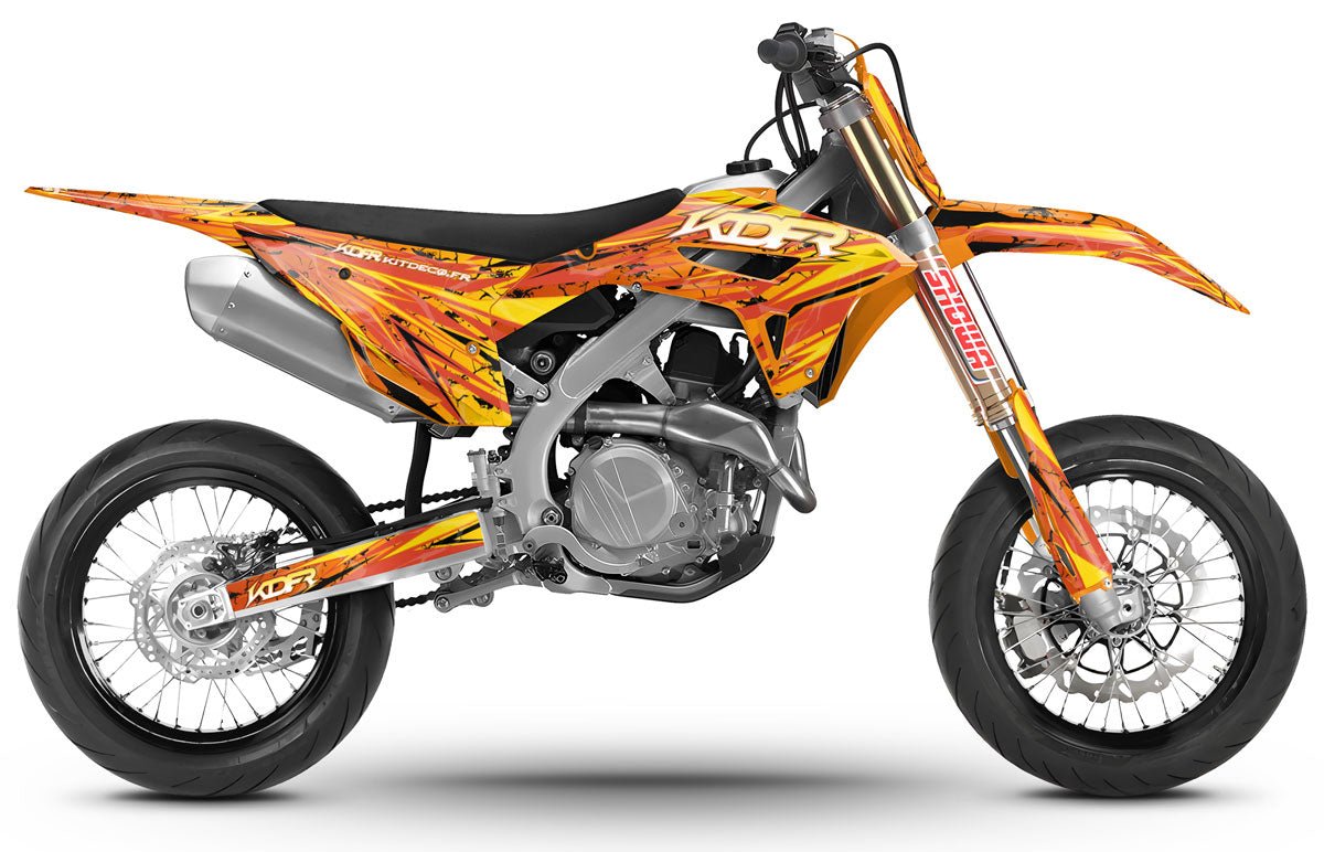 Kit déco moto Supermotard Orangecrew – Personnalisable et adaptable à toutes les marques